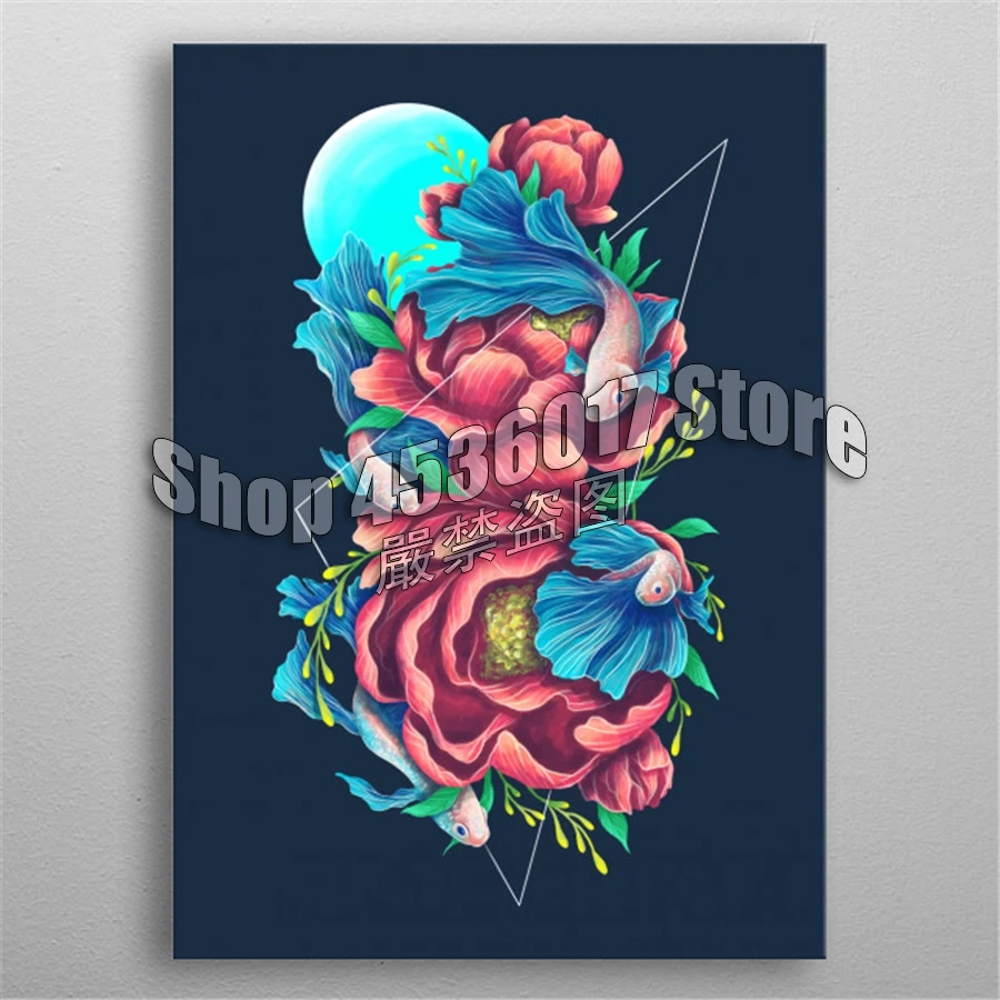 

Full 5D DIY Diamond Painting Flower and fish Animals Diamond Embroidery Cross Stitch Diamond Mosaic Rhinestone Home decoration