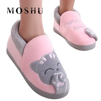 

Winter Women Slippers Plush Home Cute Cat Slippers Ladies Warm Indoor Shoes House Lovely Couple Woman Man Animal Footwear