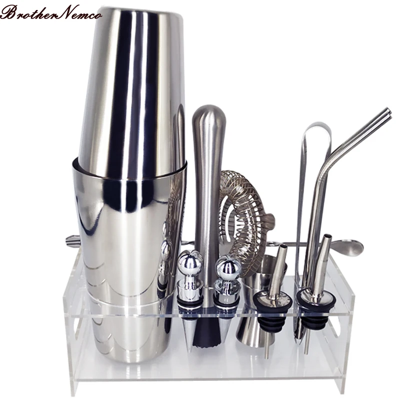 14 Pcs/Set Bartending Kit Cocktail Shaker Set kit Bartender Kit shakers