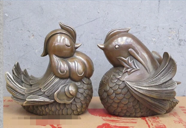 

bi003803 China ART Bronze sculpture The bird of lovers statue inseparable king Bird Love
