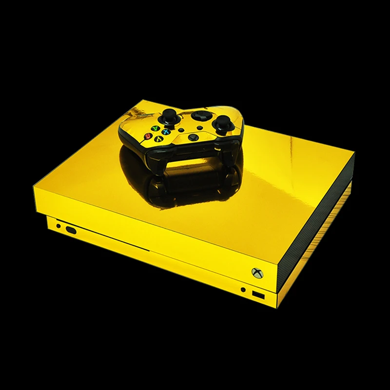 

Chrome Gold Full Set Cover For Microsoft Xbox One 1 X Console And Controllers Skin Sticker Game Decal