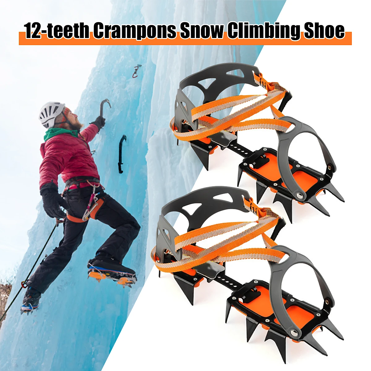 

1 Pair Ice Crampons Non-Slip Snow Shoe Spikes Grips Cleats crampons Winter Climbing Hiking Anti Slip Safety Tool