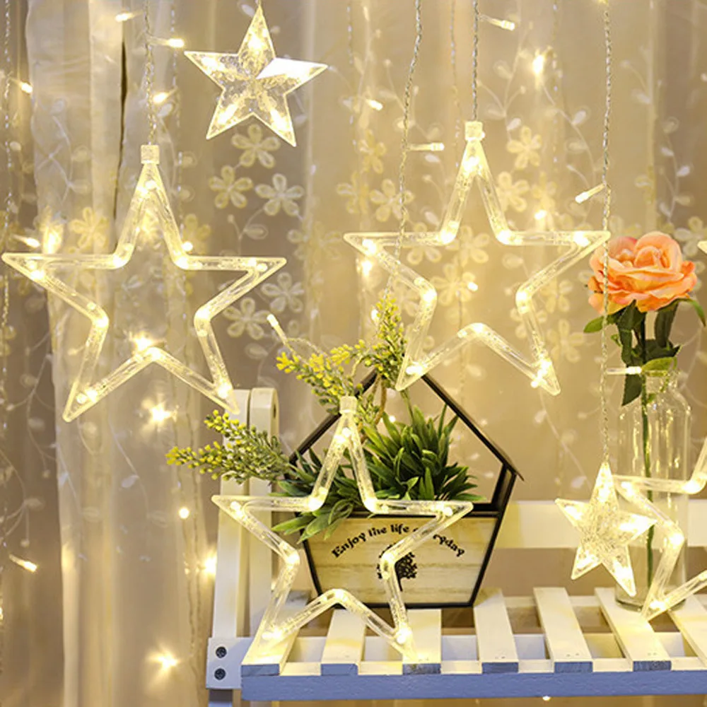 Светодиодный светильник со звездами, Рождественская подвесная гирлянда, светящаяся сетка, яркий декор, гирлянды, белый шар, для улицы, свадьбы, Рождества# W