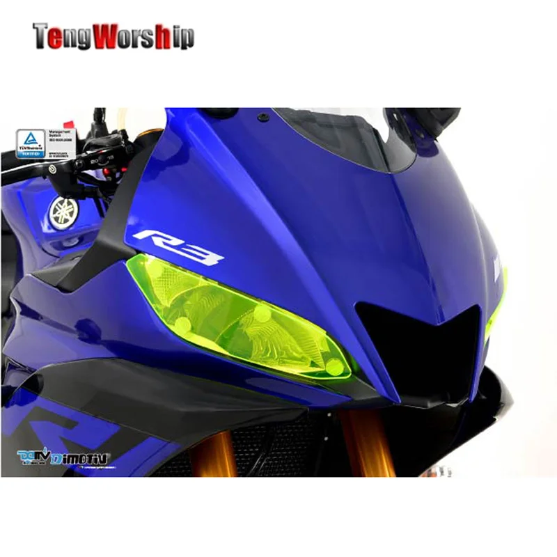 

TENGWORSHIP For yamaha YZF-R3 2019 Motorcycle Accessories ABS Headlight Protector Cover Screen Lens
