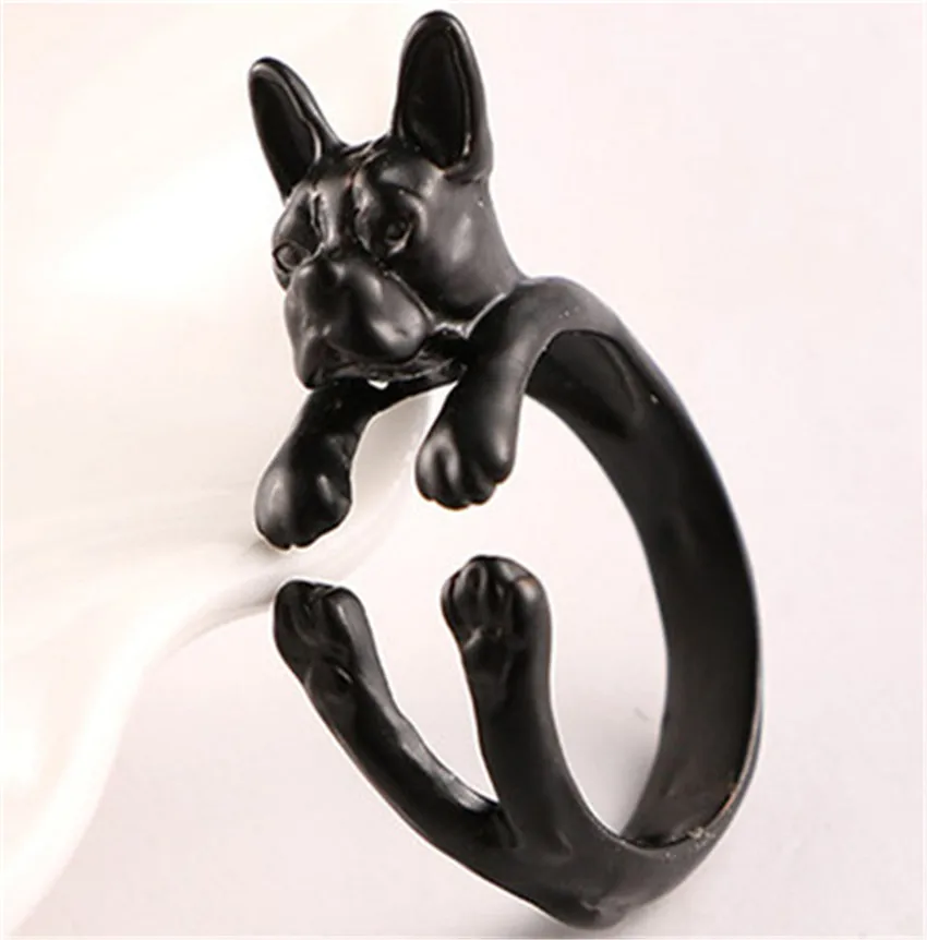 

RONGQING Fashion Antique Bronze Mexican Hairless Dog Rings Cute Animal Rings for Women Adjustable Anels Fashion Engagement Gift
