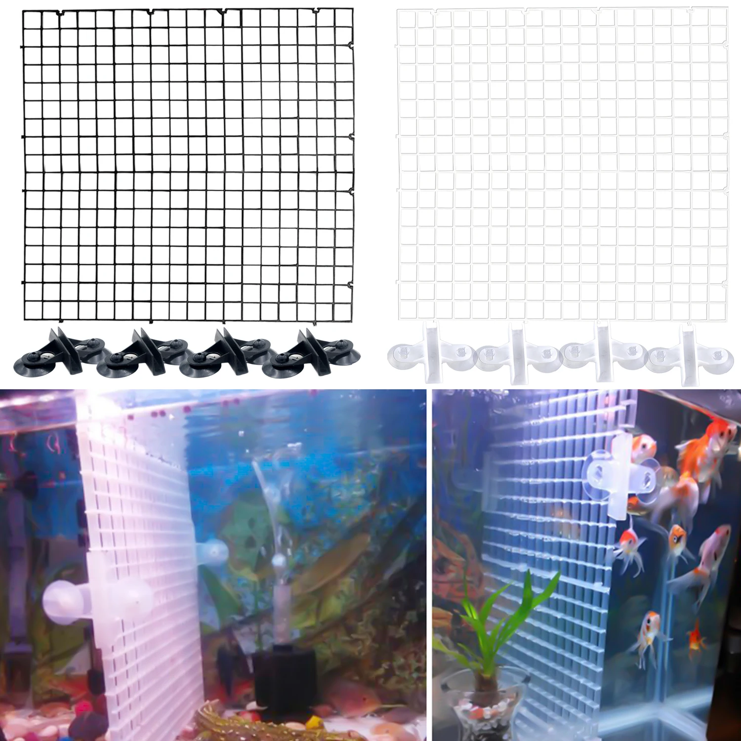

Aquarium Fish Tank Plastic Separation Divider Board Fry Segregation Breeder Net with 4pcs Suction Cups 30 x 30cm