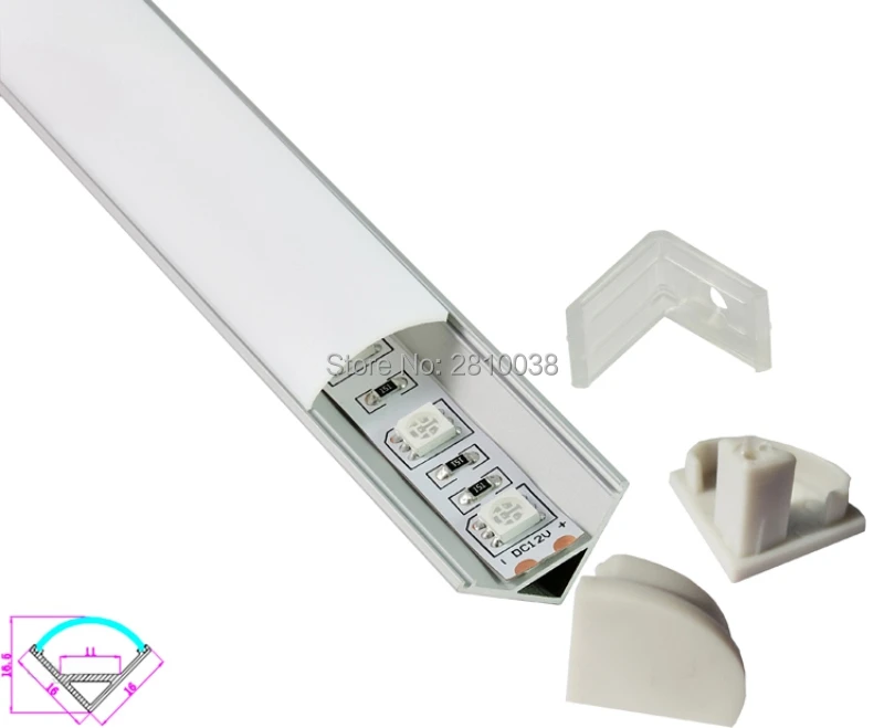 

10 x 1M Sets/Lot 60 Degree corner LED aluminum Channel AL6063 anodized led profile Channel for Cabinet or wardrobe lights