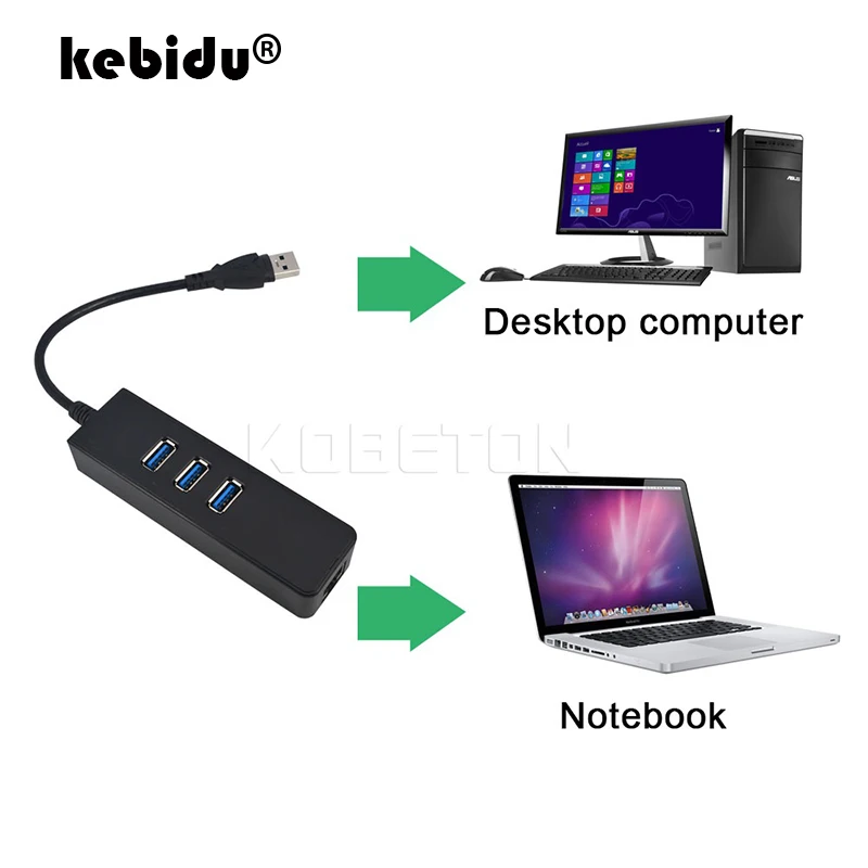

High speed 3 Ports USB 3.0 Hub 10/100/1000 Mbps To RJ45 Gigabit Ethernet LAN Wired Network Adapter Converter For Windows Mac