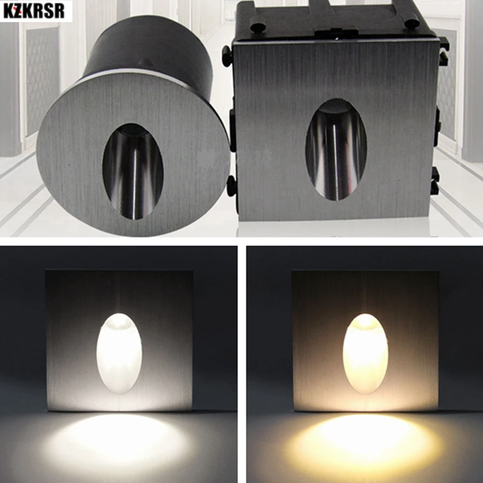 KZKRSR Aluminum Modern Brief LED Stair Lights AC85 265V 3W 1W Wall