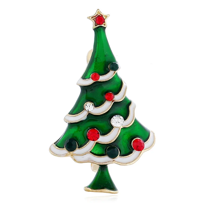 1pcs Colorful Green Paint Christmas Tree Brooches For Women  Sweater Accessories