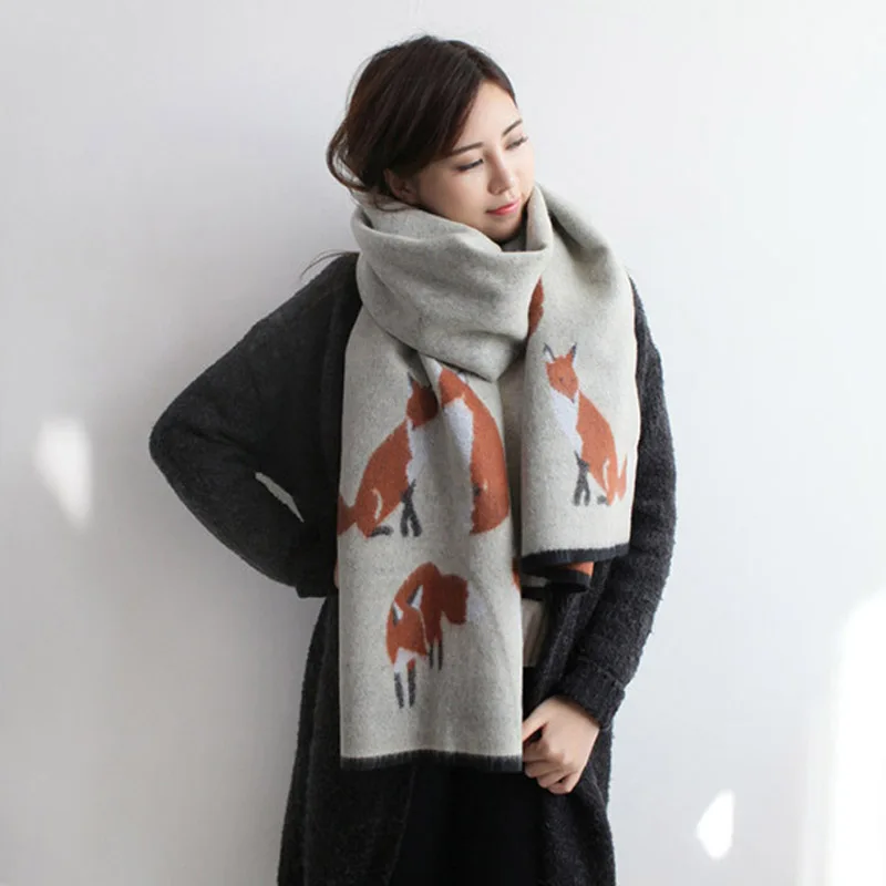 ladies scarves 2017 winter fashion warm fox scarf for women Imitation cashmere shawls and scarves new