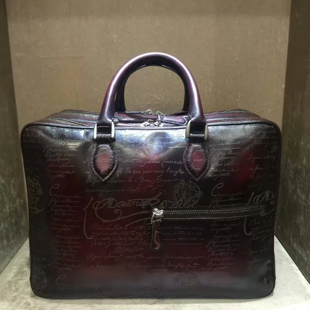 

TERSE_Vintage large capacity tote bag luxury engraving travel bag for man women custom service handbag factory to customer