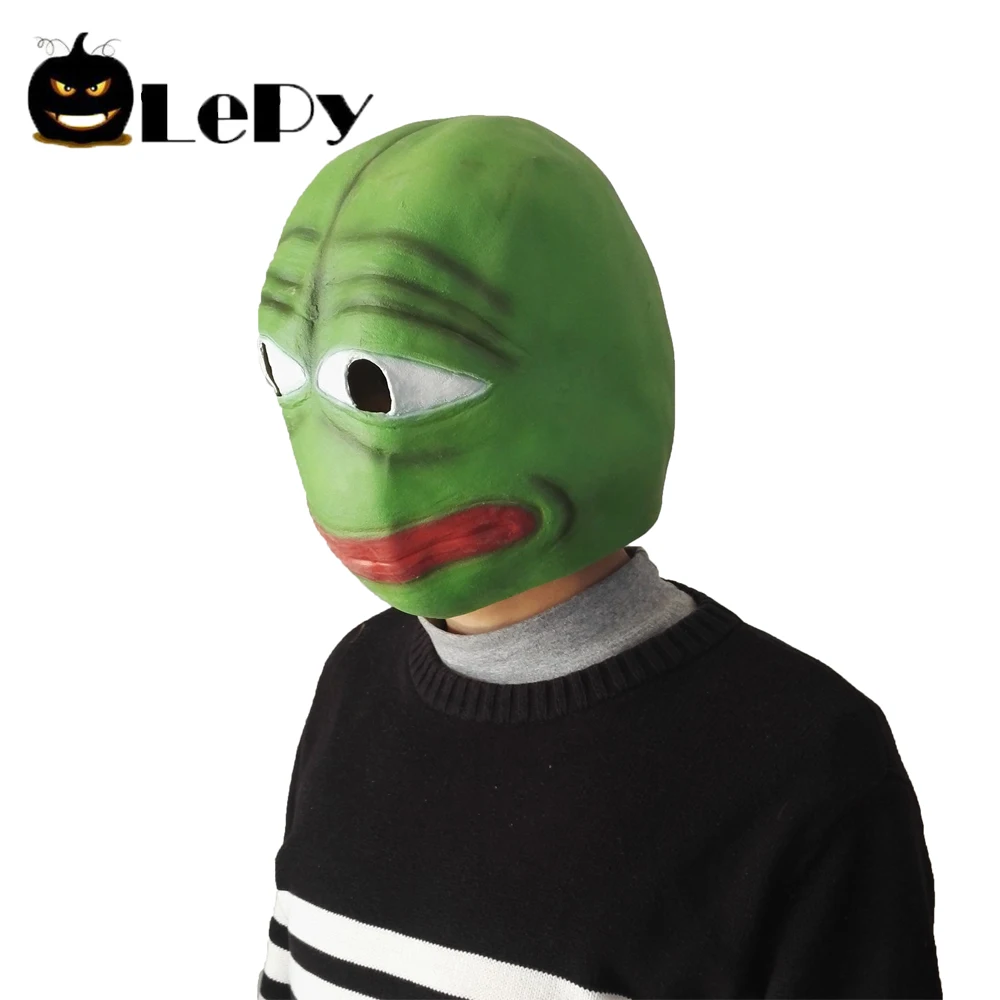 LePy Мультфильм Горячая Pepe Sad Лягушка латексная маска Горячая Реалистичная полная голова Карнавальная маска празднование, вечеринка Косплей