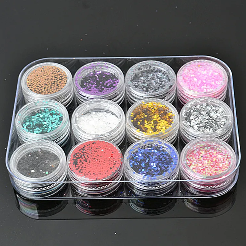 

12 Colors Mixed Laser Nail Glitter Tips Glitter Powder Shiny Nail Glitter Powder Nail Art Decoration -27