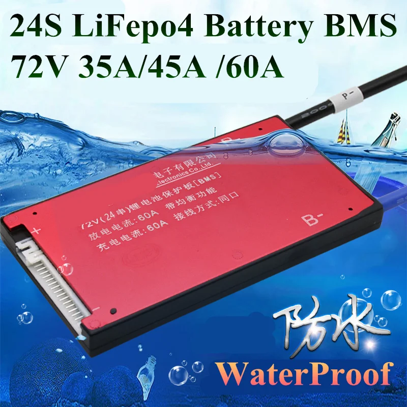 1 шт. BMS 72v lifepo4 24s 60A 35A 45A разрядный аккумулятор bms 50A контроллер для 3 2 v 30ah diy
