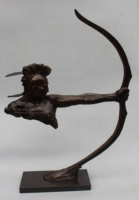 US $1558.00 wholesale factory Western sculpture Bronze Marble Abstract Huntsman Archery Statue