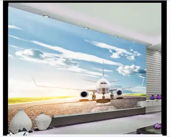 

Customized photo wallpaper 3d wall murals wallpaper Sunglow between baiyun plane on the runway beauty for living room wallpaper