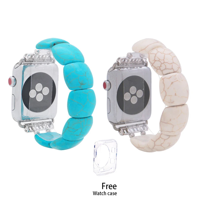 

Fashion Apple Watchbans For iwatch Women Handmade Turquoise Elastic Watch Strap 38mm 42mm Replacement Watch Band Bracelet