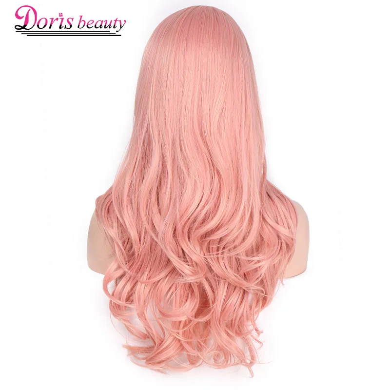 Doris beauty, синтетический длинный волнистый парик, боковая часть, косплей, красные волосы для женщин, черные, розовые, волнистые, для девушек, натуральные, термостойкие волокна