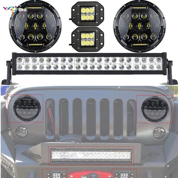 

wzjoo 7'' LED Headlight 4inch Spot Fog Lamp Signal Turn Light Kit for JK Jeep Wrangler