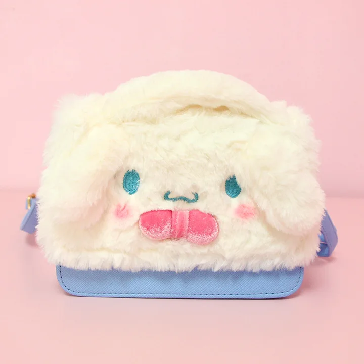 IVYYE 19cm Melody Cinnamoroll Fashion Anime Plush Shoulder Bags Soft Cartoon Tote Casual Fluffy Dolls Phone Bag Girls New