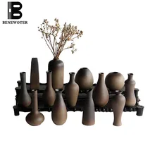 Винтажная грубая керамика в японском стиле, мини вазы для цветов, офисное украшение для рабочего стола, художественная чайная церемония, гидропоника, растения, танки, ваза