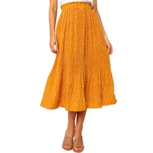 Винтажные трапециевидные юбки в горошек в стиле ампир, уличная одежда, весна-лето, пляжные женские плиссированные юбки с высокой талией и карманами, M0396