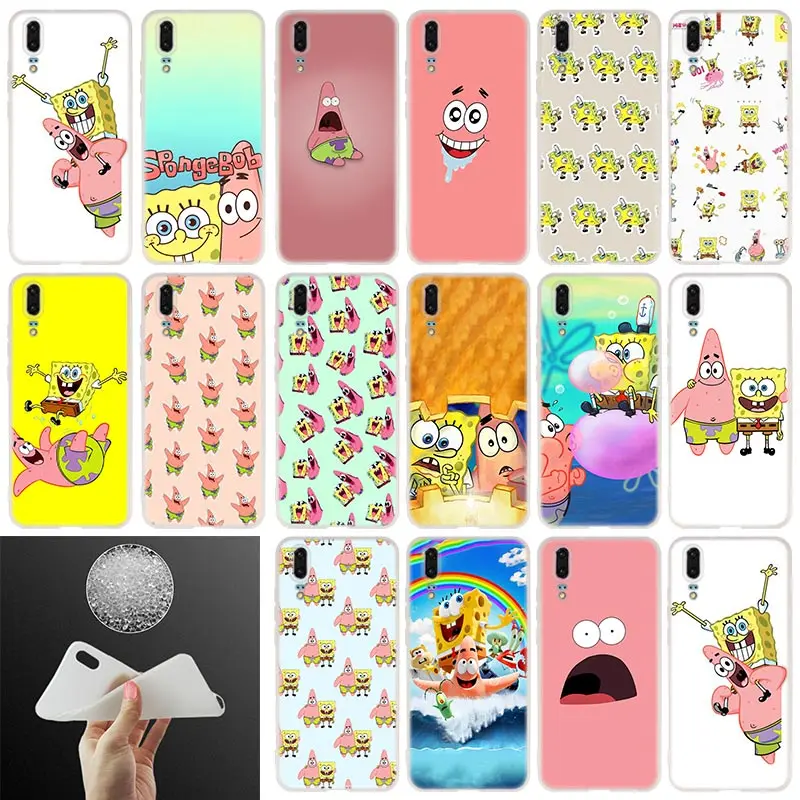 

Soft Silicone Phone Case Sponge Bob And Patrick For Huawei P30 P20 P30Pro P10 P9 P8 Plus Lite 2017 P samrt 2019 Cover