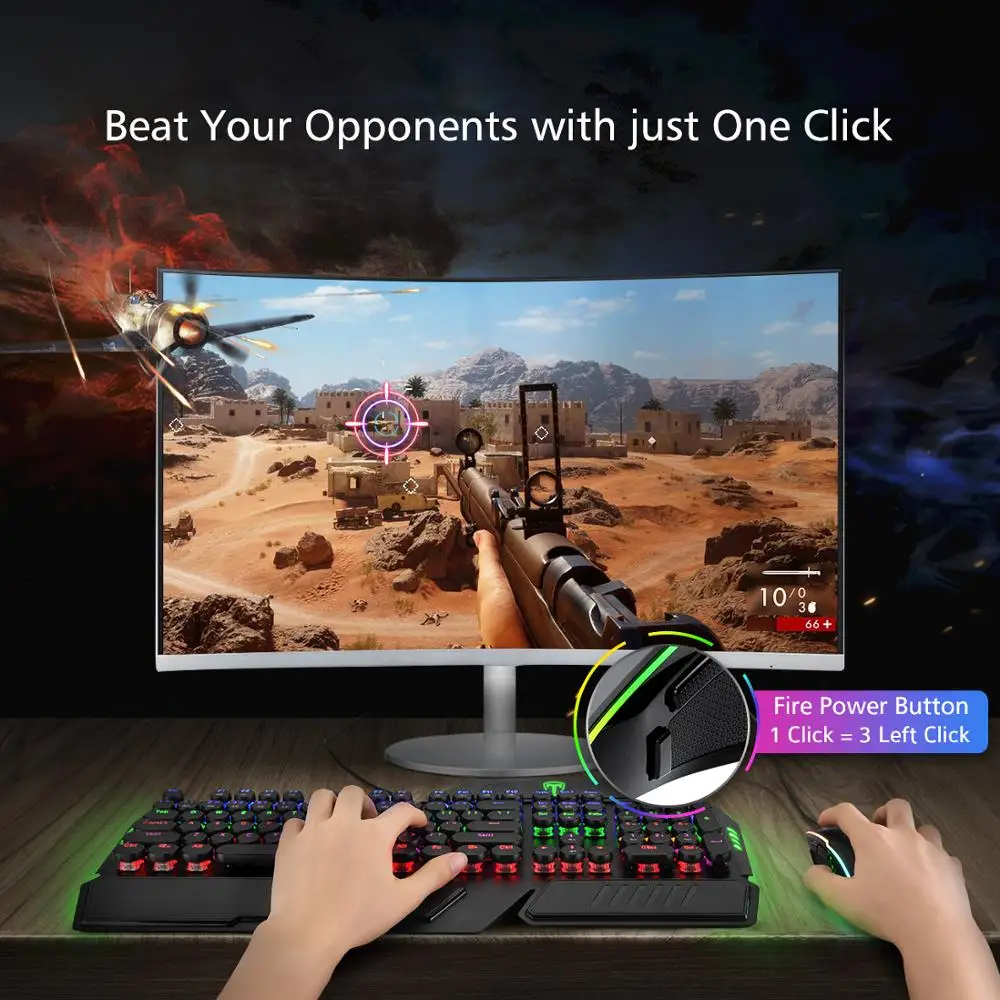 Проводная игровая мышь VicTsing RGB 8 программируемых кнопок оптическая 7200 DPI 7 режимов