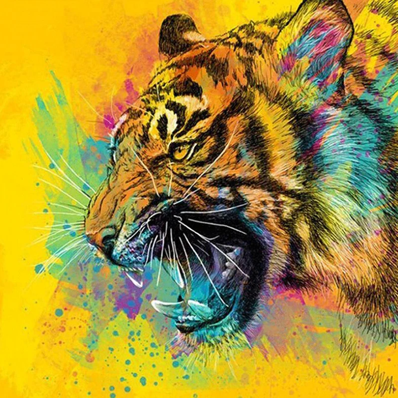 

Picture Color Explosion Model DIY Diamond Painting 5D Cross Stitch Painted Roaring Lion Bedroom Paintings Collection