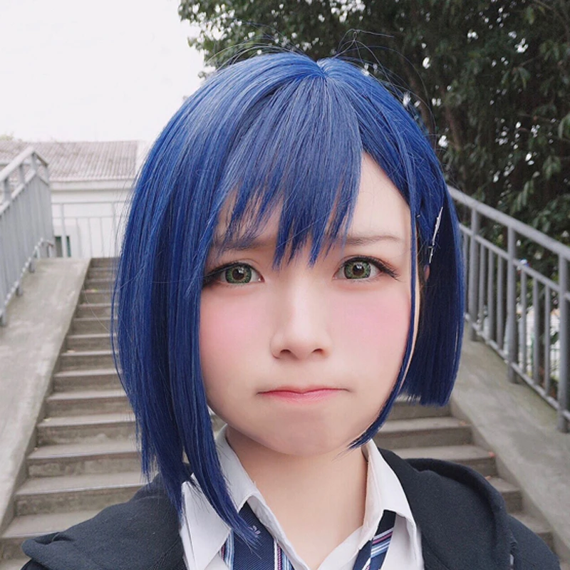 blue wig short