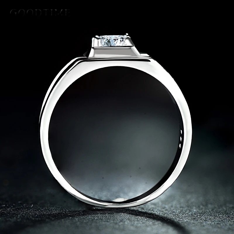 Gualiy Men's 925 Sterling Silver Wide Band Ring With Moissanite/Zirconia - Wedding Ring Or Fashion Ring