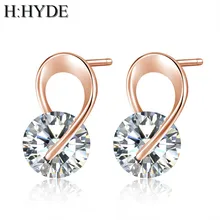H: HYDE простые классические серьги-гвоздики с камнями AAA cz, Женские Ювелирные изделия, подарки, золотые и серебряные серьги с кристаллами для девушек, украшение