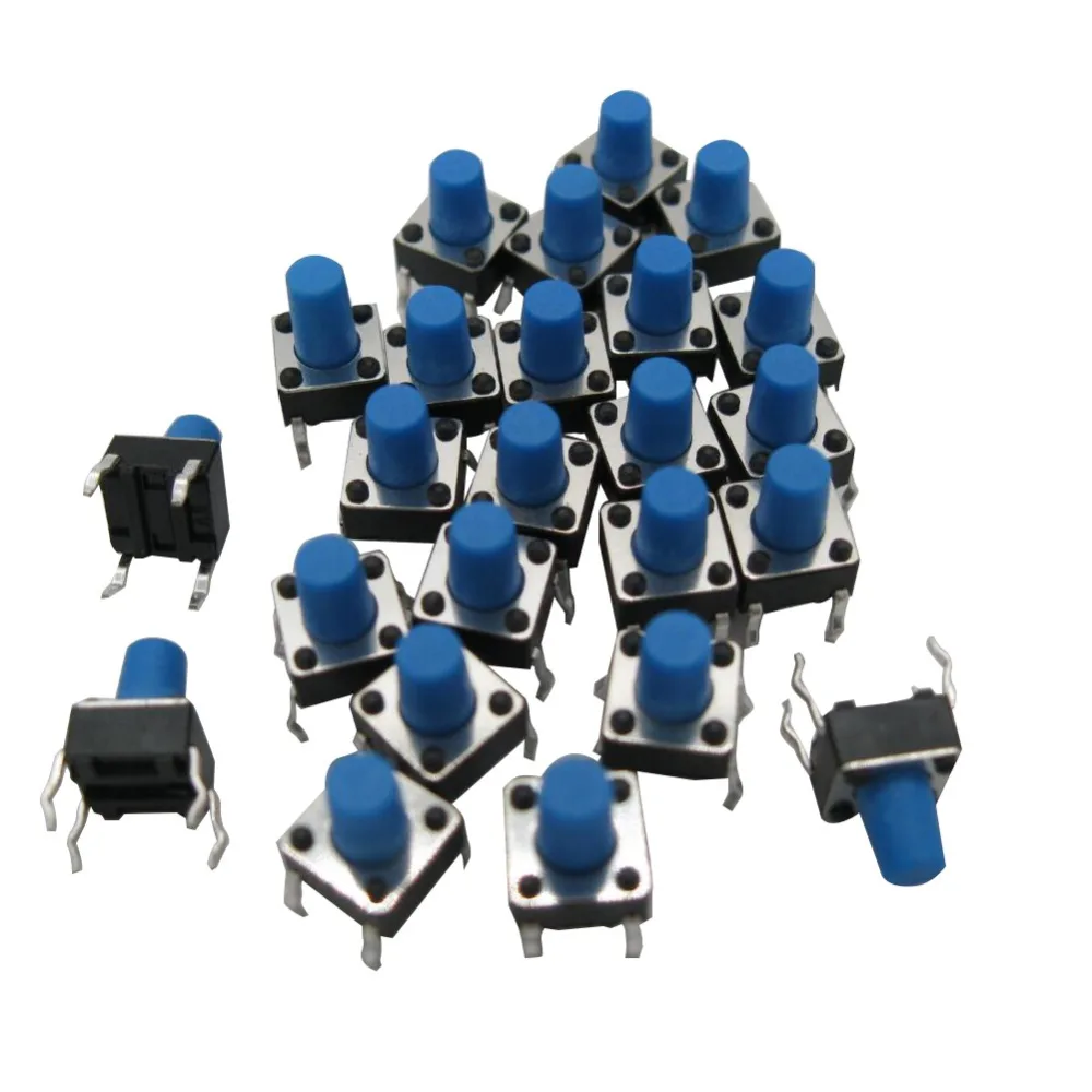 

100pcs 4PIN Push Button Touch micro switch blue tact switch cap Tactile Tact switch 6*6*4.3/5/6/7/8/9/10/11/12