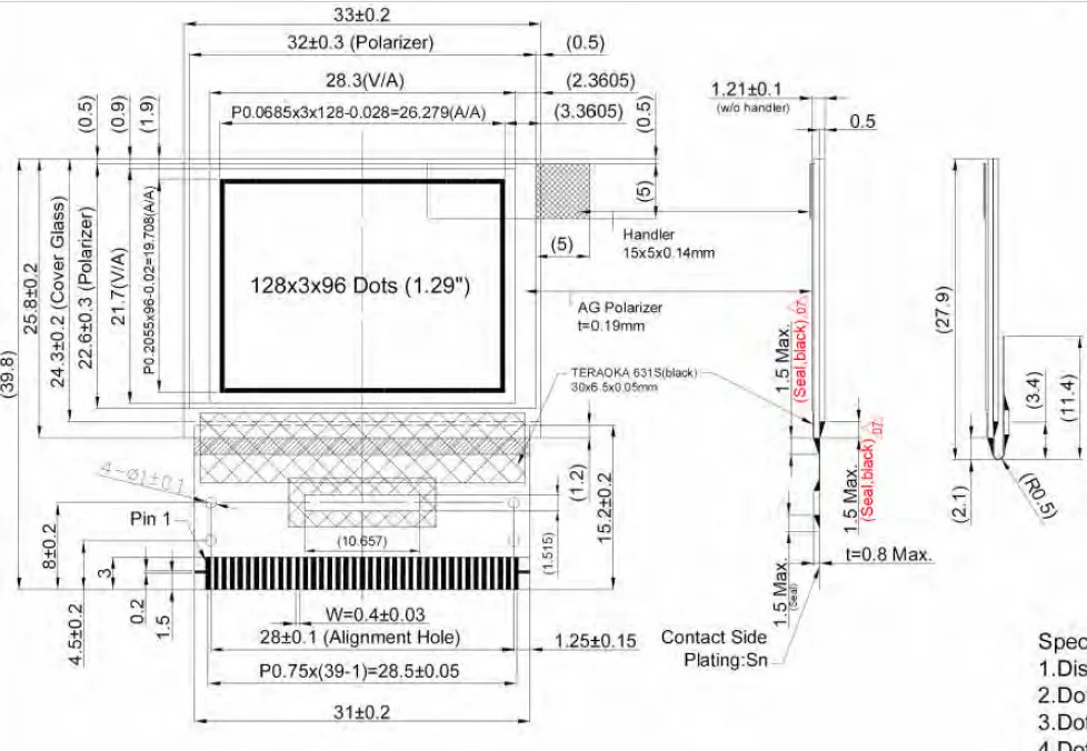 1,3 ''128x96 39PIN полноцветный 8-битный параллельный SPI OLED экран ssd1351 привод IC 128(RGB)* 96 spi дисплей ssd1351UR1 3,3 v