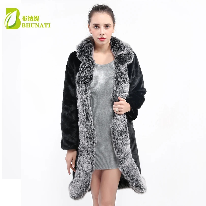 

2018 New Winter Women Black Long Fur Coat Parka Female Faux Mink Fur Thick Warm Fur Overcoat Long Sleeve Jacket