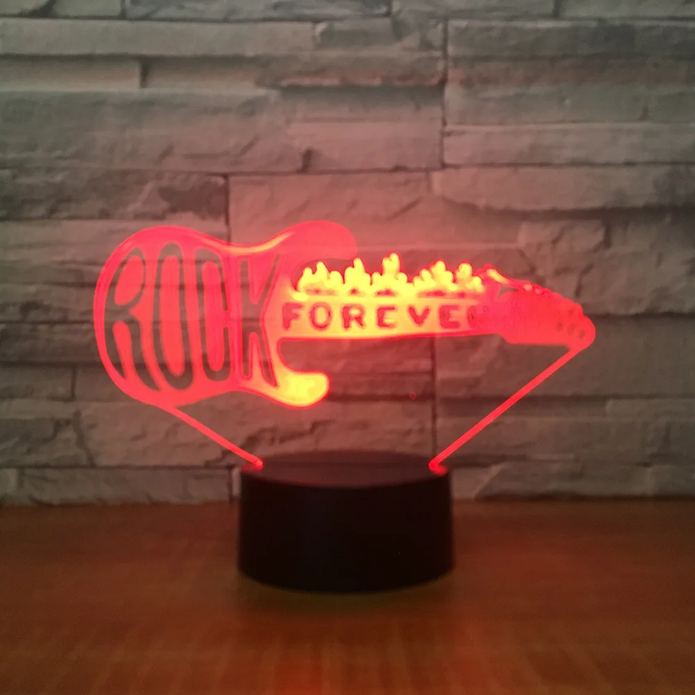 Rock Music LED Creative Night Lamp Guitar Model 3D Night Lights Kids Bedroom Cool Table Lamp for Christmas Gift