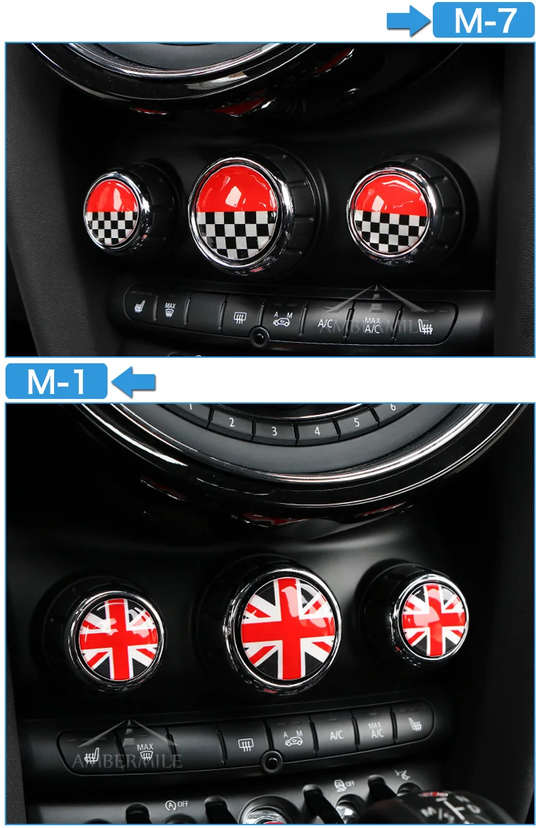 Car Interior Air Conditioning Switch Knobs Stickers Covers Decals for Mini Cooper JCW F55 F56 Accessories Car Styling (7)