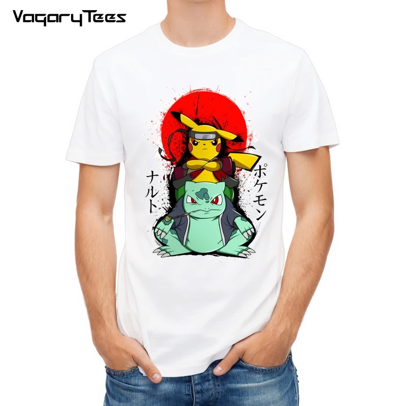 Pokemon Go Men T Shirt Fashion Pikachu Bulbasaur Naruto Printed Short Sleeve T Shirts Hipster Tee Animeware Merch Online