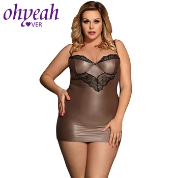 

Ohyeahlover Nightwear Satin Women Sexy Sleepwear Plus Size Bodycon Nightdress Mini Champagne Camison Sexy Night Clothes RM80278