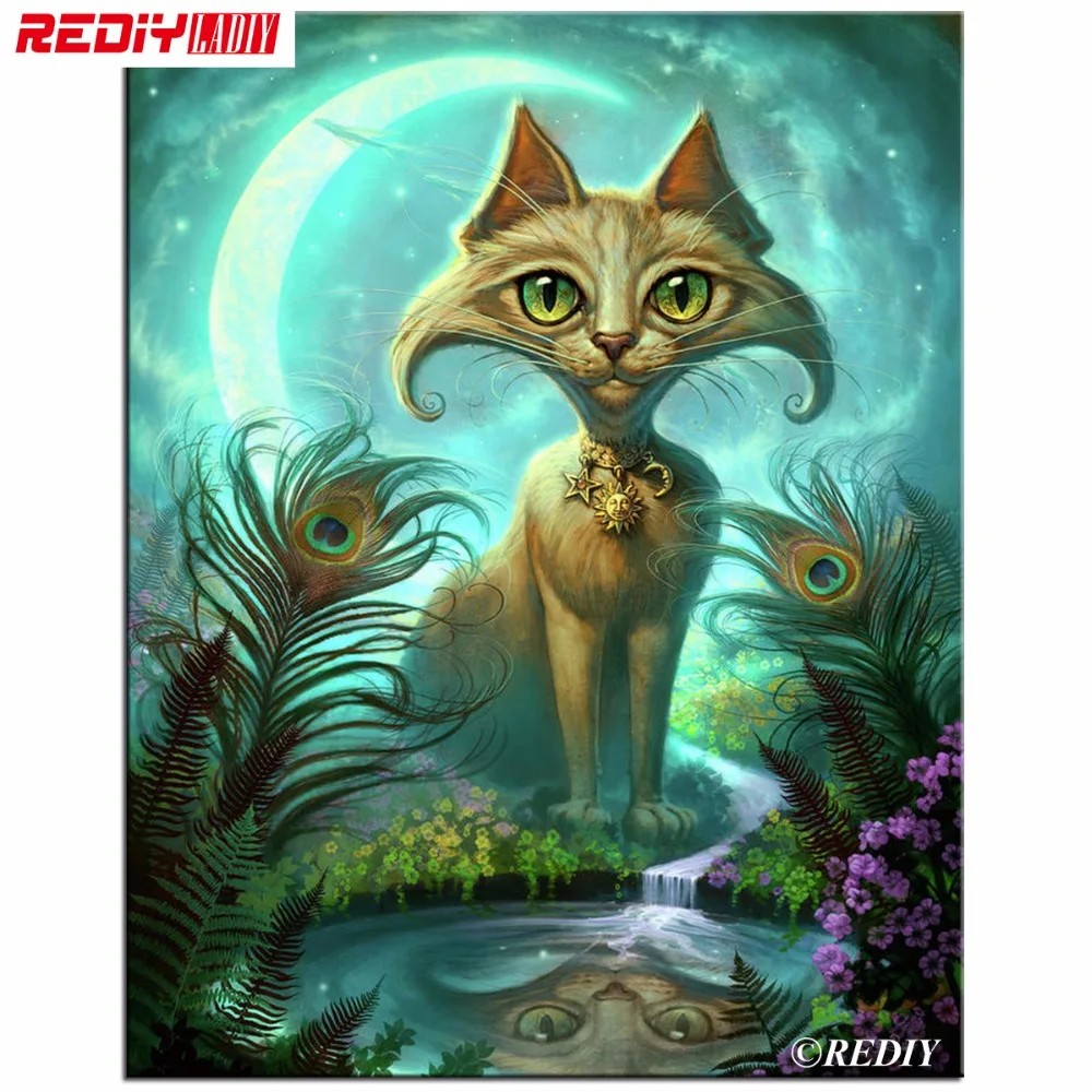 

NEW 3D DIY Diamond Painting Mosaic Needlework Fantasy Cat Embroidery with Rhinestones DMC Diamond Cross Stitch Home Decor Crafts
