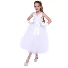 Белая одежда Marilyn Monroe для девочек 10 лет, детские платья принцессы для танцев с v-образным вырезом и перекрещивающимися лентами платье-пачка до середины икры для девочек