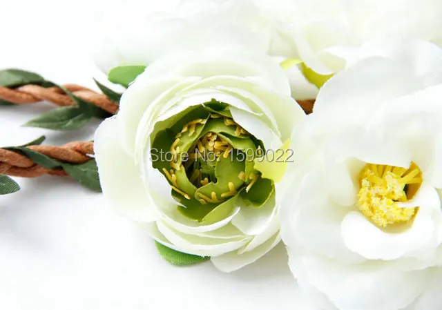 DFFH1023 (3) wedding bridal bridesmaid bride camelia elastic stretch flower girls buds crown halo headwear headdress floral hairband ladies hair wreath band garland bands for women hairband