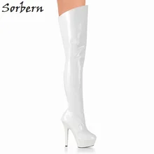 Sorbern Elegante Botas de Salto Alto Brancas Multi Cores do Salto Alto 15 Cm Plataforma 5 Cm Sapatos Senhoras Botas Feminina 2018 Novo Botas góticas