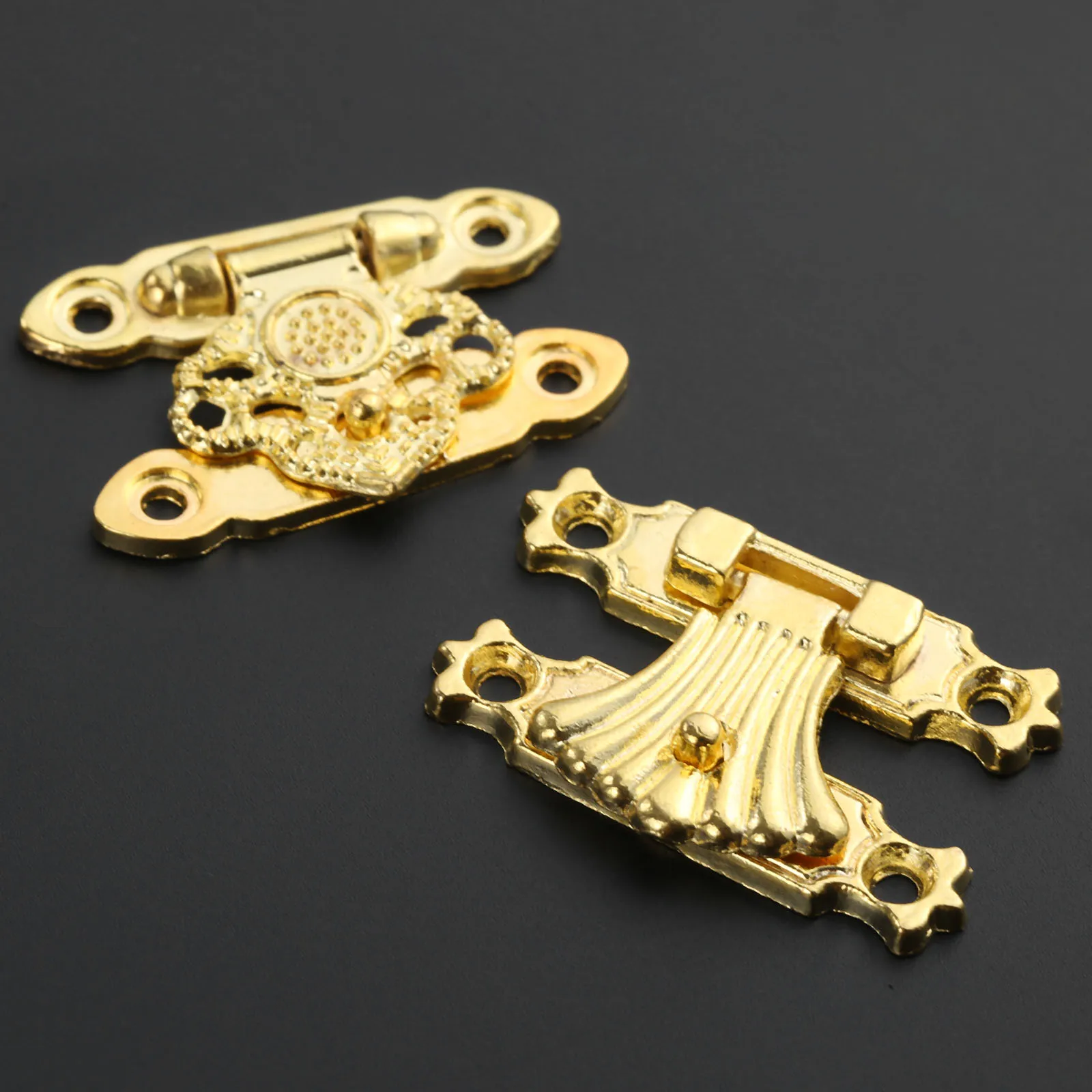 37x24mm Box Latch Clasps Antique Alloy Jewelry Box Padlock Hasp Locked Bronze Flower Wooden Wine Gift Handbag Parts