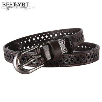 

Best YBT Women belt fashion solid color Imitation leather Hollow belt Alloy pin buckle casual Women decoration cowboy belt