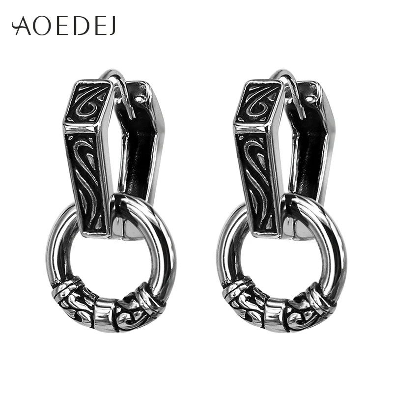 AOEDEJ Vintage Double Hoop Earrings Stainless Steel Punk Black Hoop Earrings For Men Ethnic Earrings Huggie Oorbellen kinderen AOEDEJ Vintage Double Hoop Earrings Stainless Steel Punk Black Hoop Earrings For Men Ethnic Earrings Huggie Oorbellen kinderen
