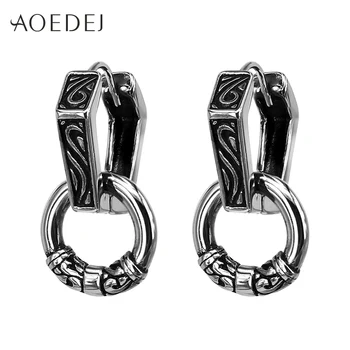 

AOEDEJ Vintage Double Hoop Earrings Stainless Steel Punk Black Hoop Earrings For Men Ethnic Earrings Huggie Oorbellen kinderen