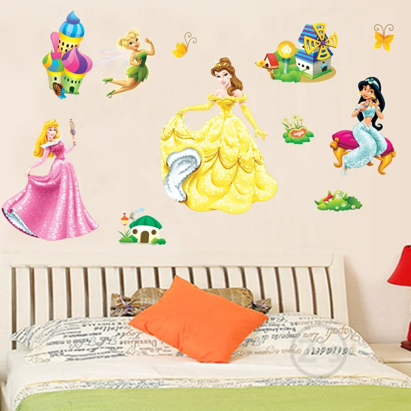 Princess Bedrooms Decorating S Cinderella Fairy F079 Wall Stickers Decoration Room Bedroom Warm Flower Fairy Princess Erfly Dance China