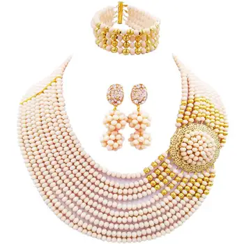 

Pretty Ivory African Style Crystal Beads Party Necklace Jewelry Sets for Ladies 10C-DPH-12